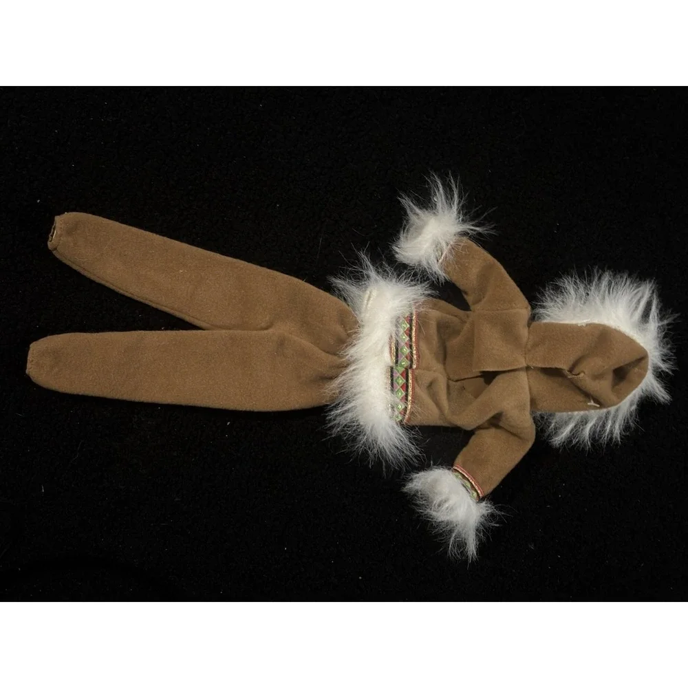 Vintage 1996 Artic Barbie Matching Outfit‎ Brown With Fur Trim Pants & Pullover